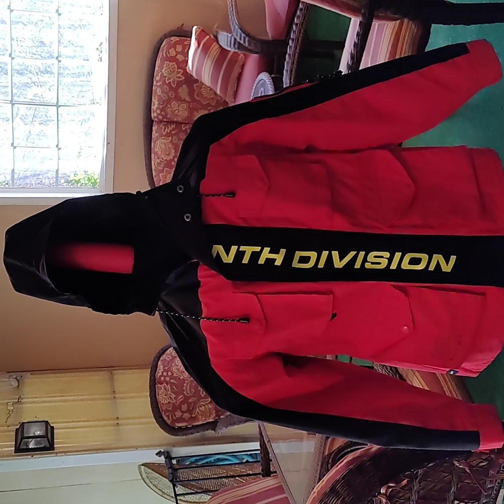 Tenth Division, red/black, medium, windbreaker, like new.